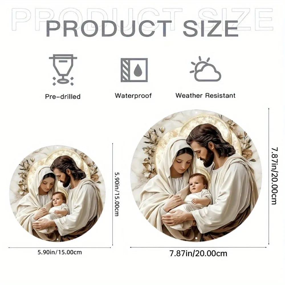 1 PC Acrylic Fun Nativity Scene Round Wreath Home Wall Art Decor for Living Room, Bedroom, Garage, Cafe, Farmhouse Decor with Holiday Gifts, Nativity Theme Decorations