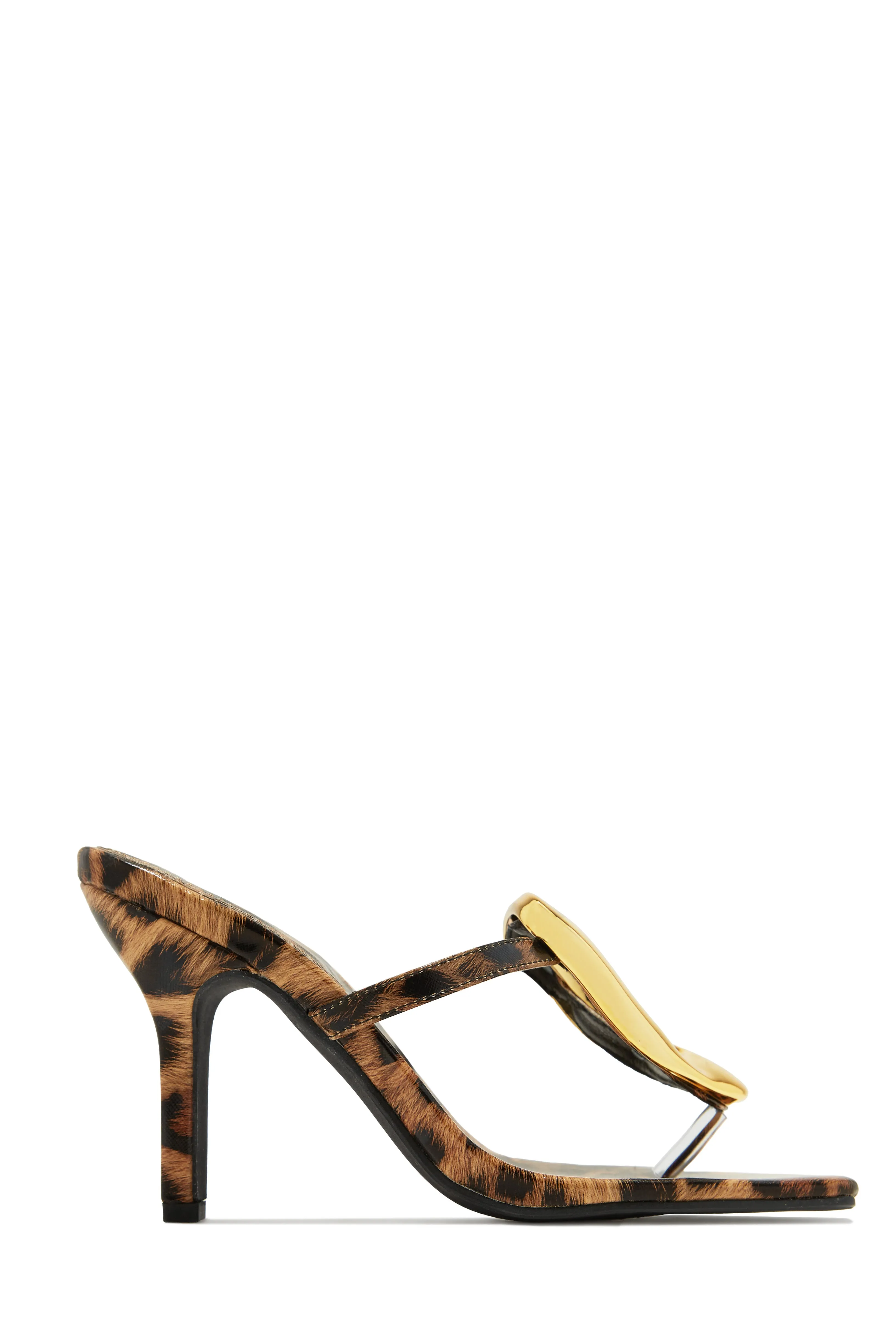 Adonna Thong Strap Mule Heels - Leopard