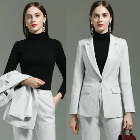 Autumn Winter Uniform Designs Pantsuits with Pants and Jackets Coat for Ladies Office Professional