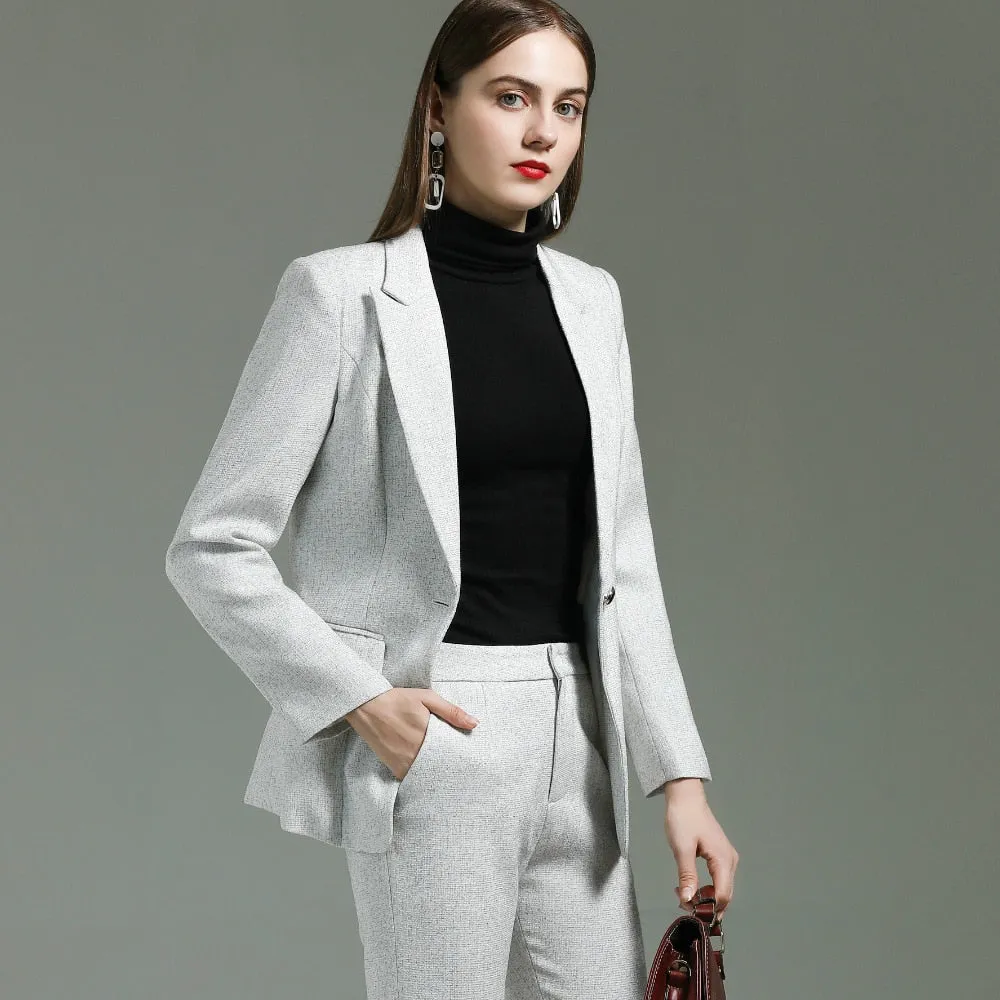 Autumn Winter Uniform Designs Pantsuits with Pants and Jackets Coat for Ladies Office Professional