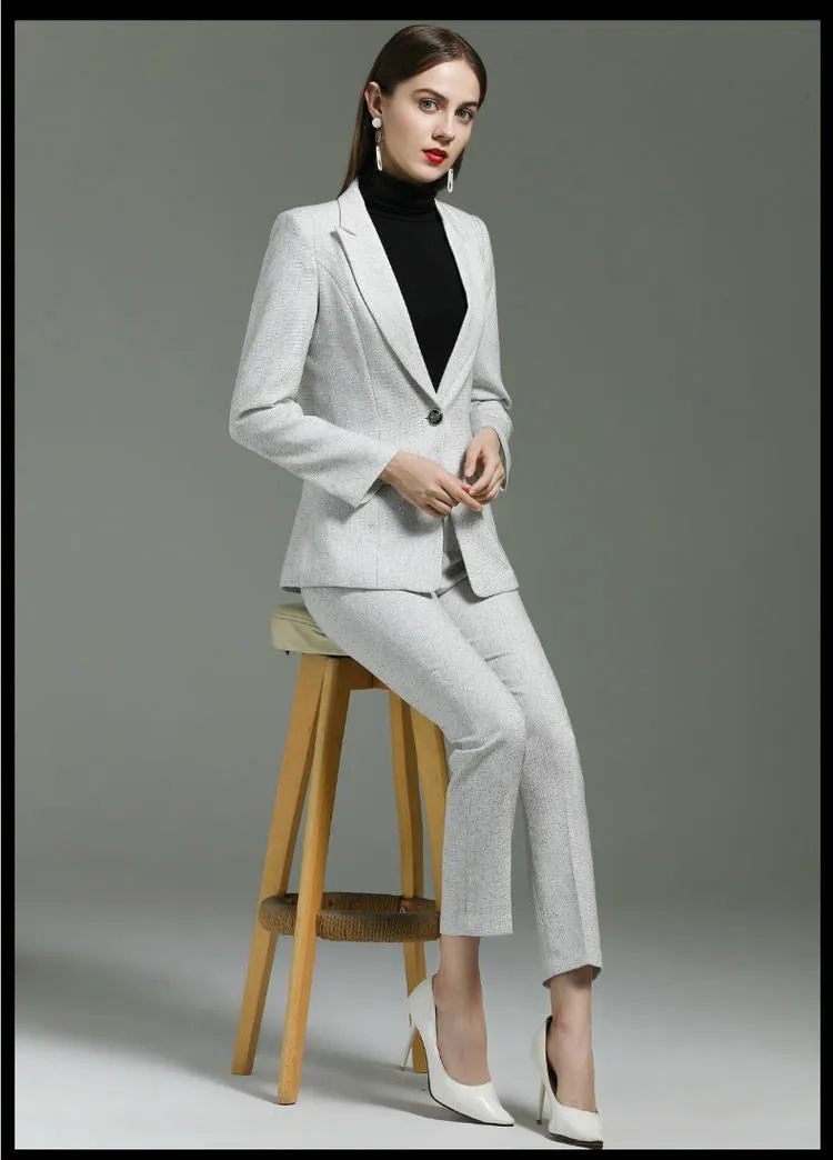 Autumn Winter Uniform Designs Pantsuits with Pants and Jackets Coat for Ladies Office Professional