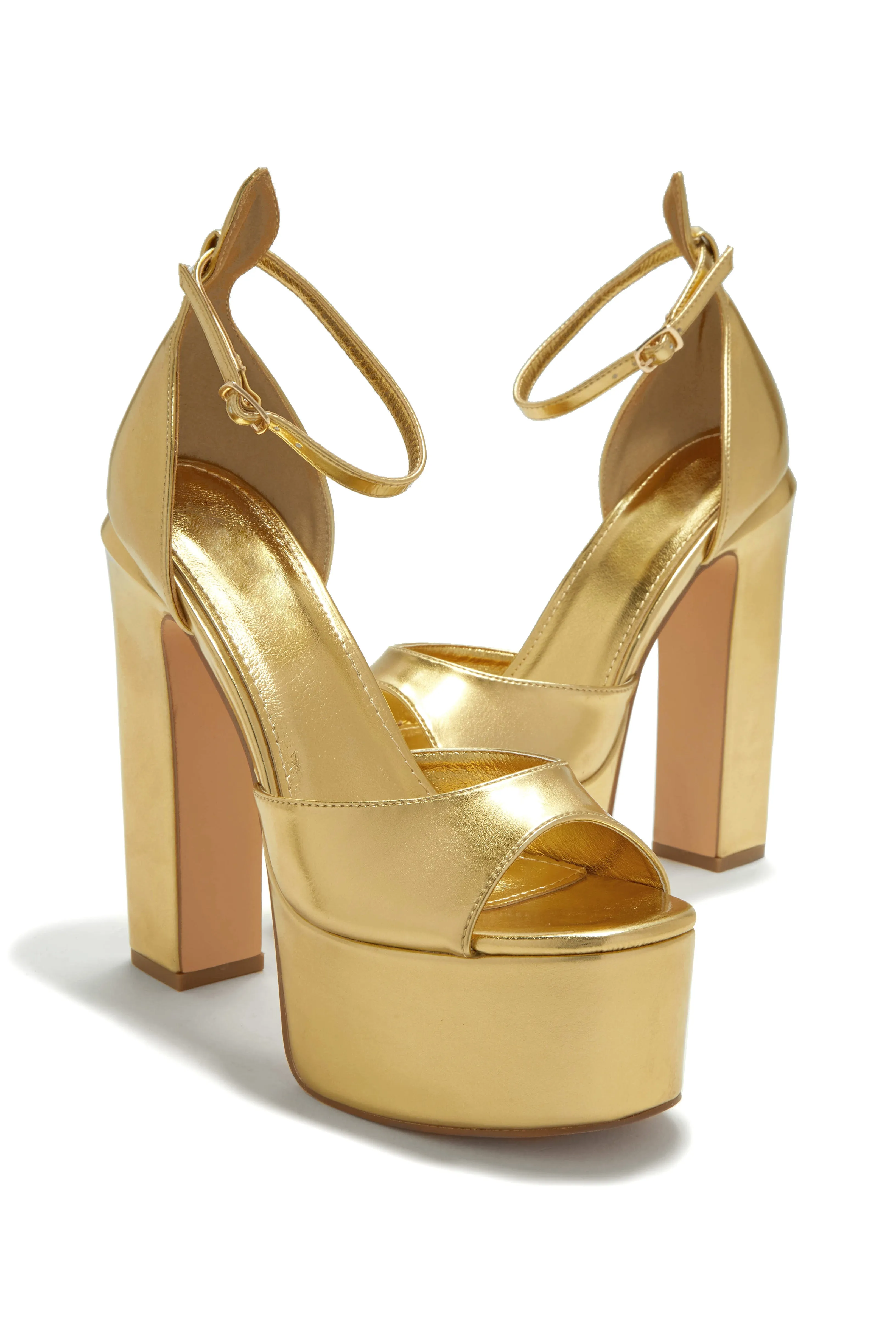 Avani Block High Heel Platforms - Gold