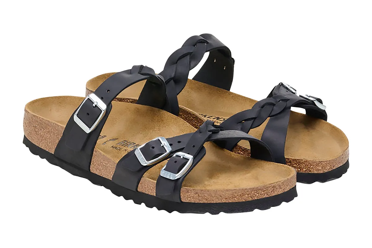 Birkenstock Franca Braided R Black Oiled Leather Womens