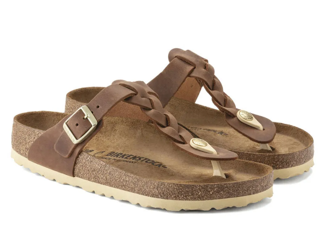 Birkenstock Gizeh Braided Oiled Leather Cognac 1021355