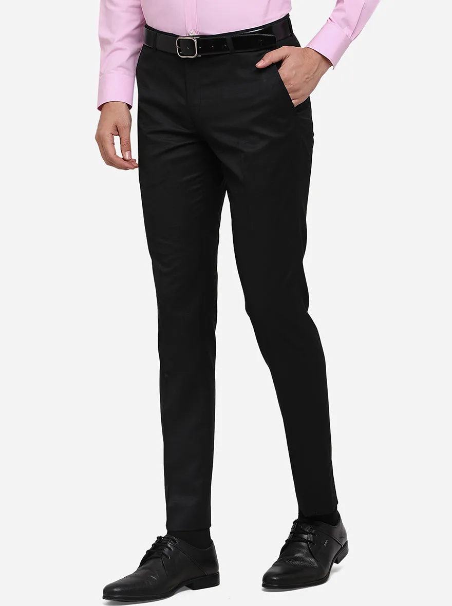 Black Checked Super Slim Fit Formal Trouser | JadeBlue