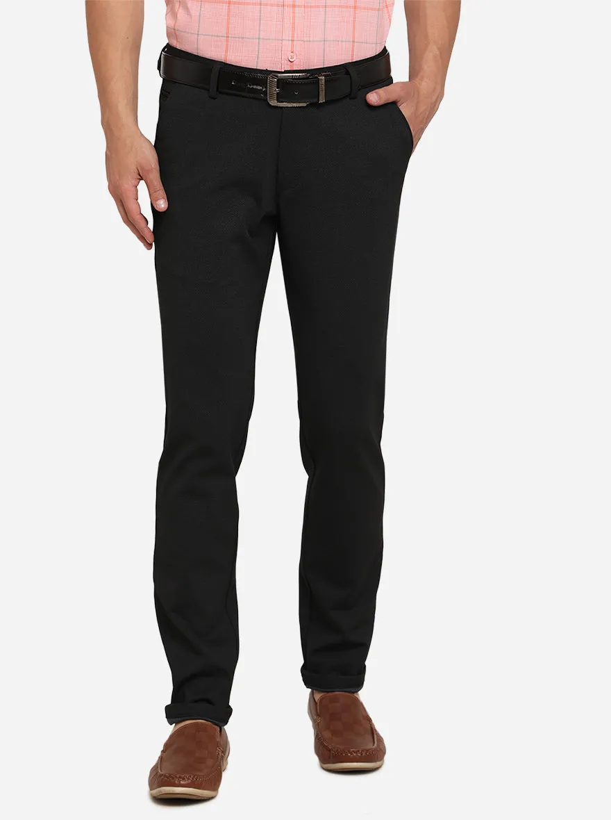 Black Solid Venice Fit Casual Trouser | JadeBlue