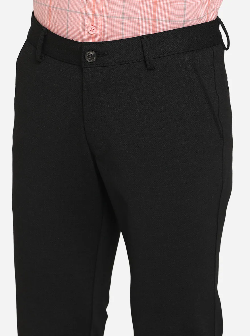 Black Solid Venice Fit Casual Trouser | JadeBlue