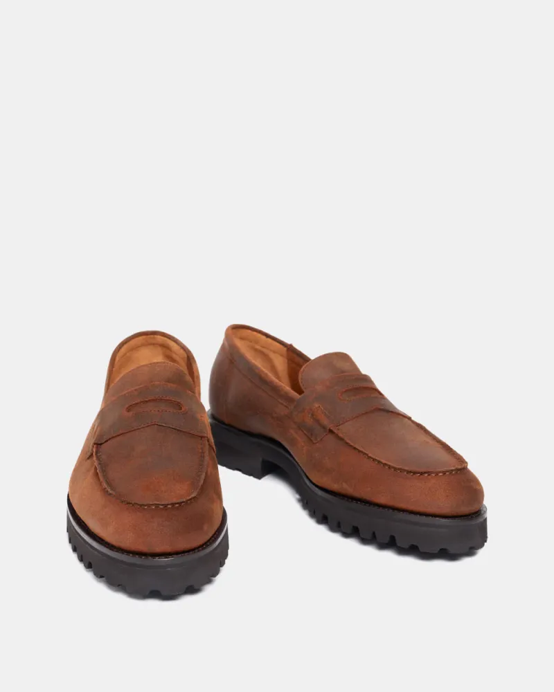 Brown Waxed Suede Waterfproof Loafer