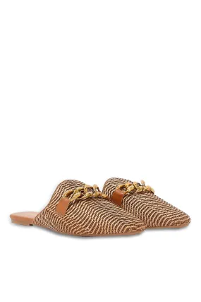 Brown Woven Closed Toe Mule