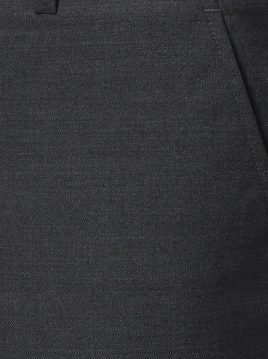 Charcoal Grey Solid Classic Fit Formal Trouser | JadeBlue