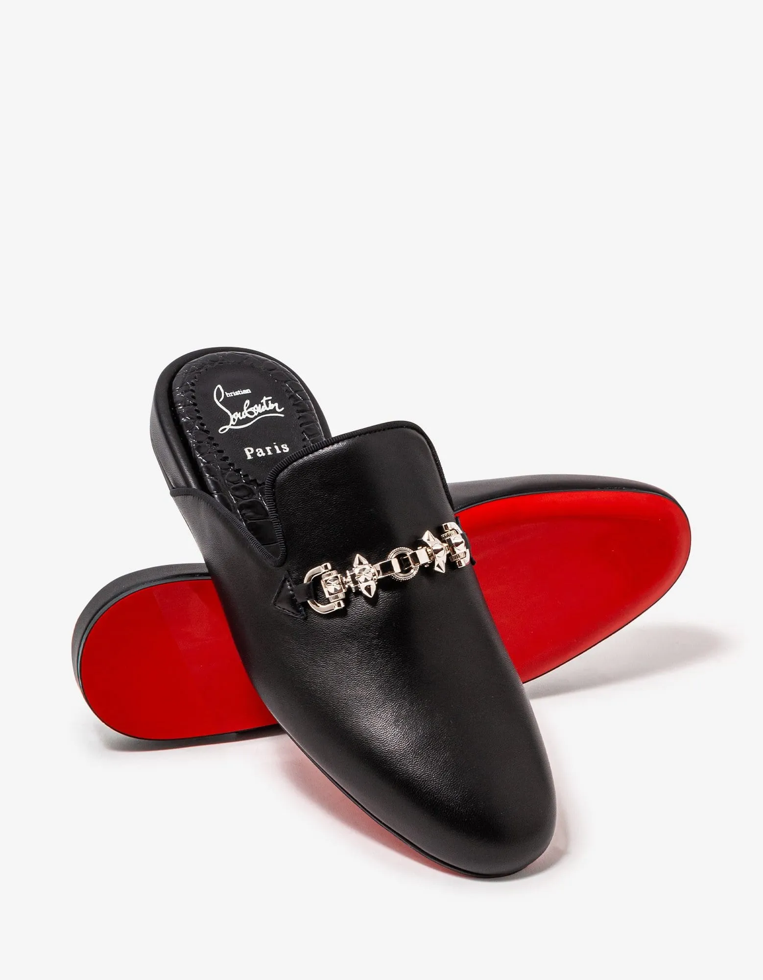 Luxury Christian Louboutin Coolito Swing Black Leather Mules for Men