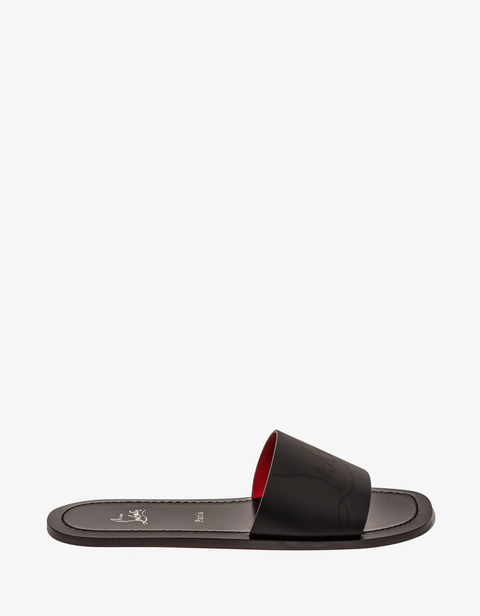 Christian Louboutin Coolraoul Black Leather Slide Sandals