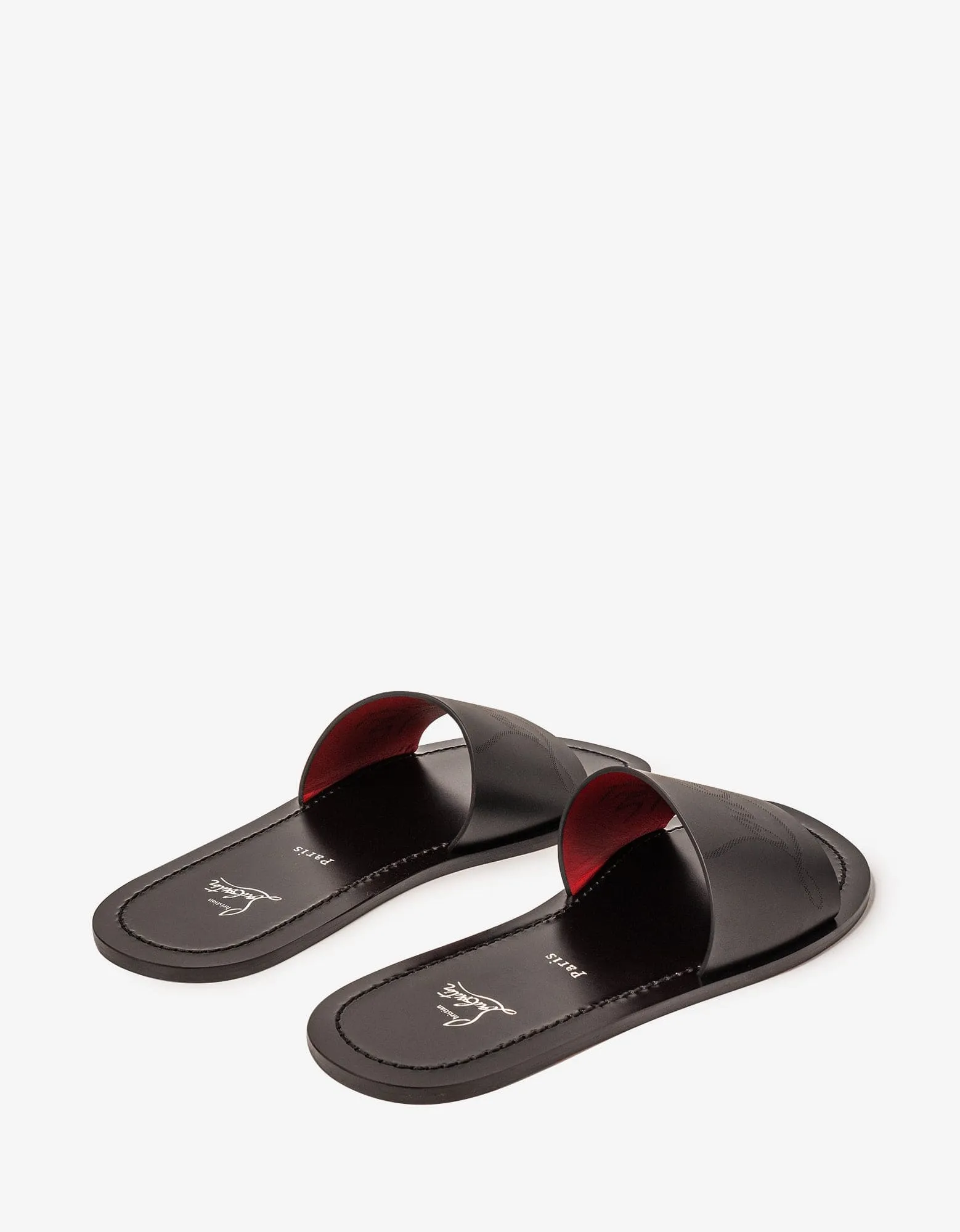 Christian Louboutin Coolraoul Black Leather Slide Sandals