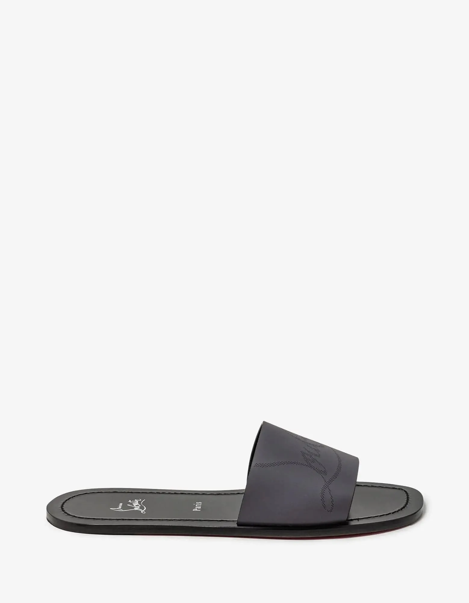 Christian Louboutin Coolraoul Grey Leather Slide Sandals