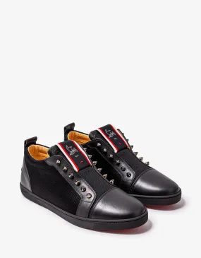 Christian Louboutin F.A.V Fique A Vontade Black Leather & Mesh Trainers