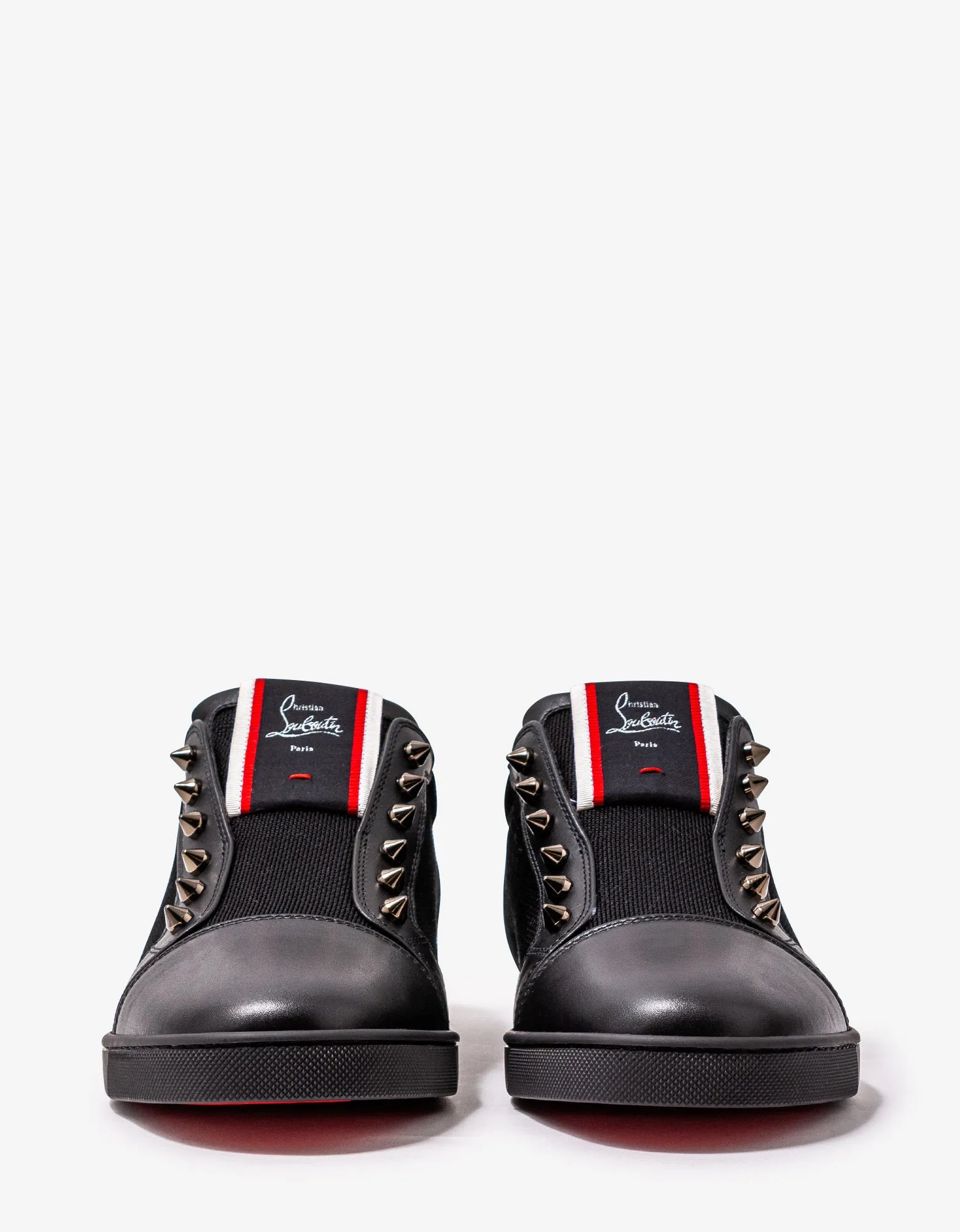 Christian Louboutin F.A.V Fique A Vontade Black Leather & Mesh Trainers