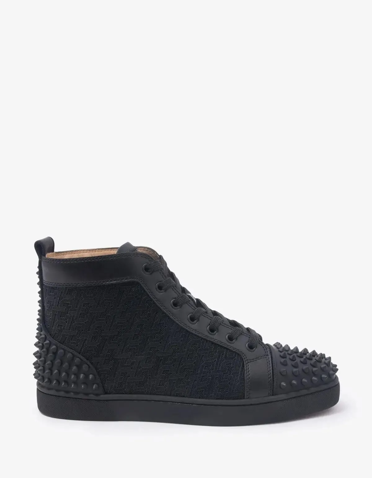 Christian Louboutin Lou Spikes 2 Black CL Logo High Top Trainers -