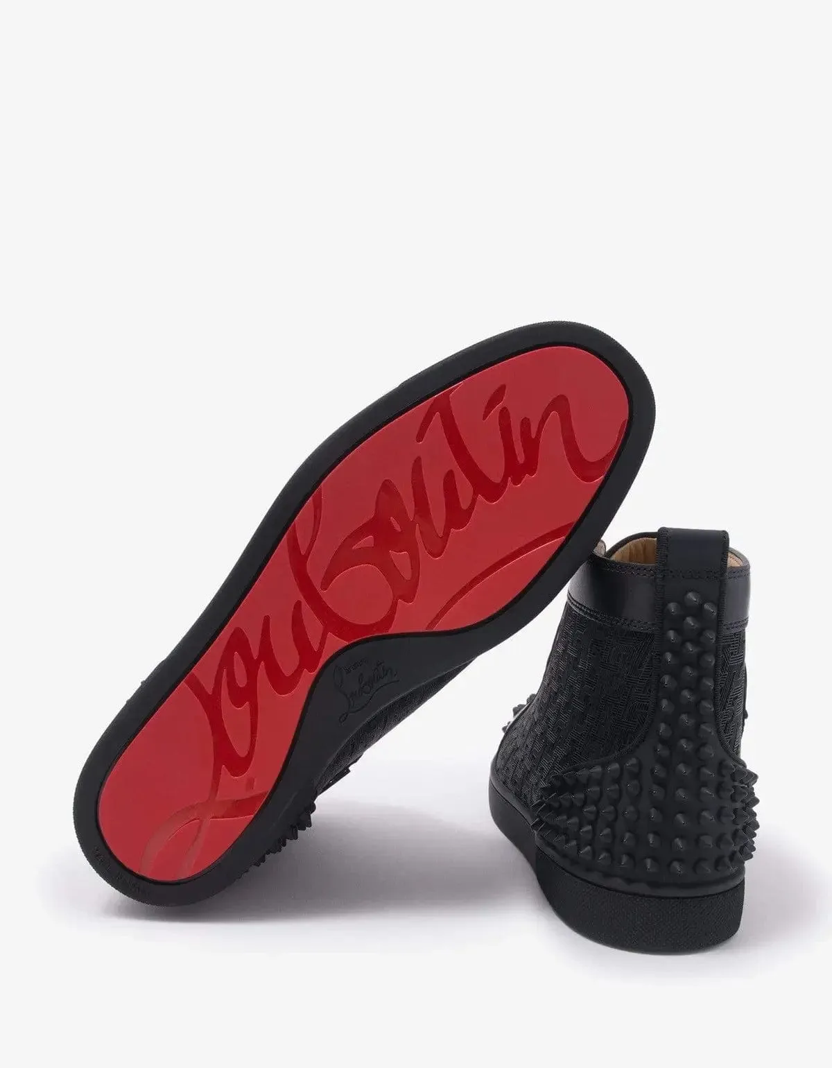 Christian Louboutin Lou Spikes 2 Black CL Logo High Top Trainers -