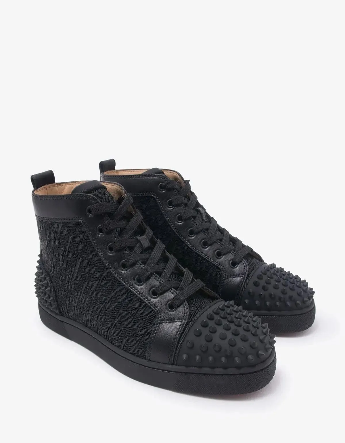 Christian Louboutin Lou Spikes 2 Black CL Logo High Top Trainers