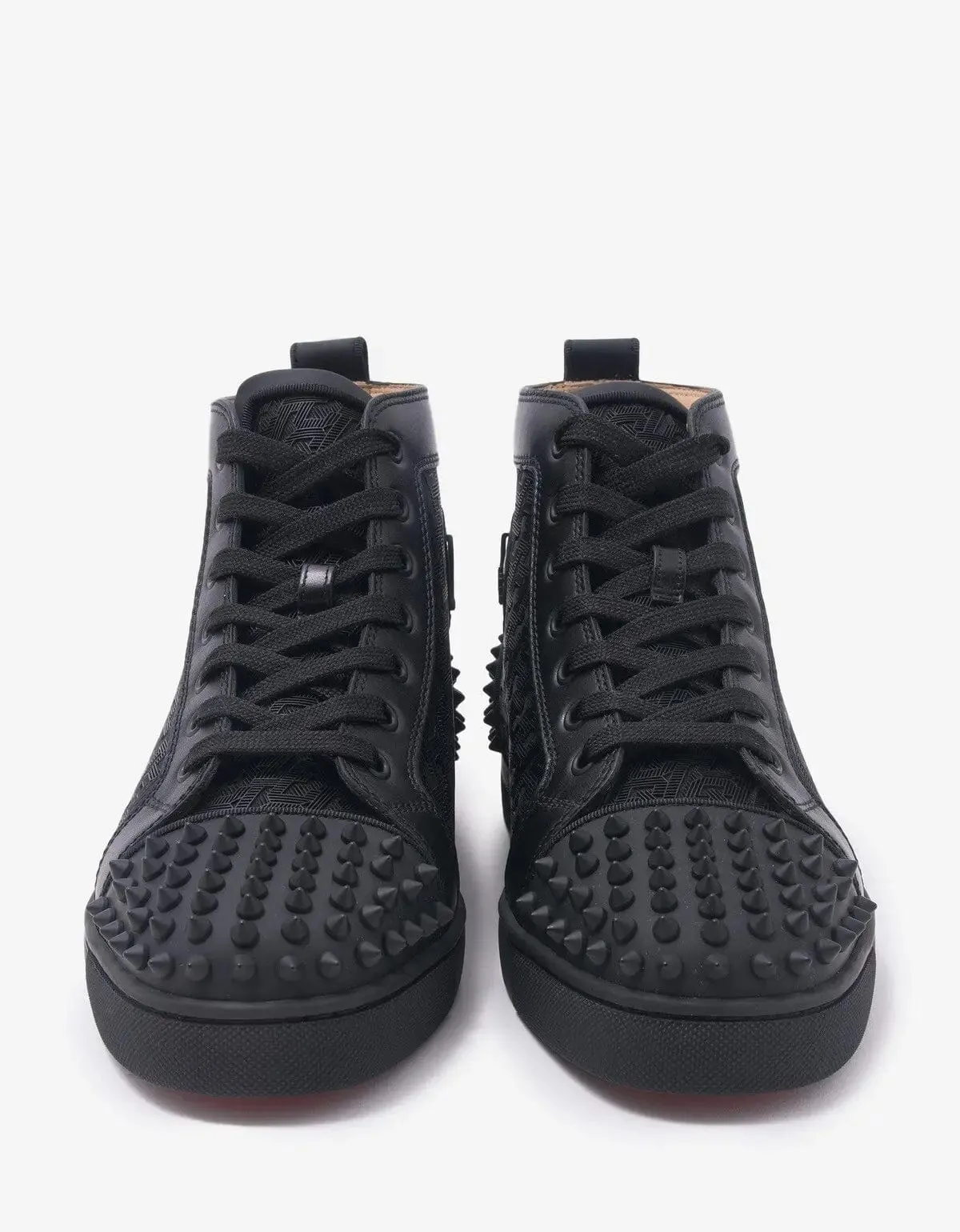 Christian Louboutin Lou Spikes 2 Black CL Logo High Top Trainers