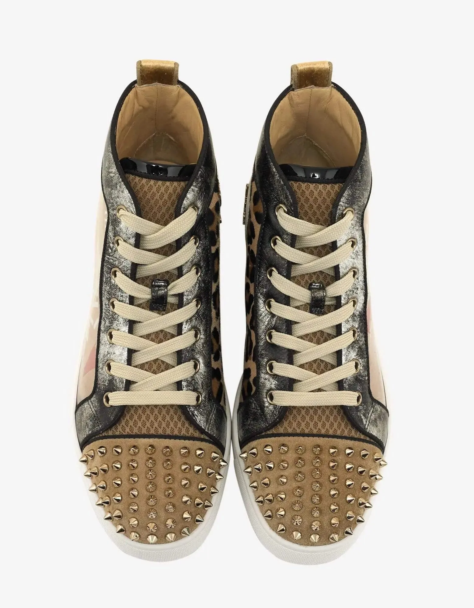 Christian Louboutin Lou Spikes Loubi Kraft Flat High Top Trainers