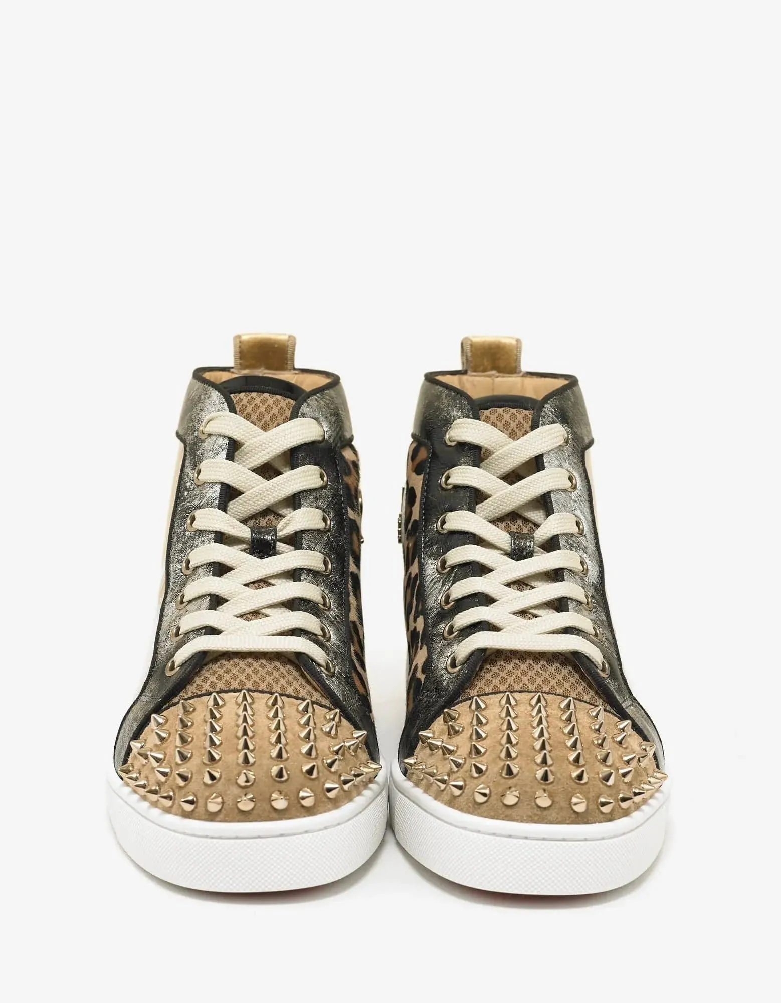 Christian Louboutin Lou Spikes Loubi Kraft Flat High Top Trainers