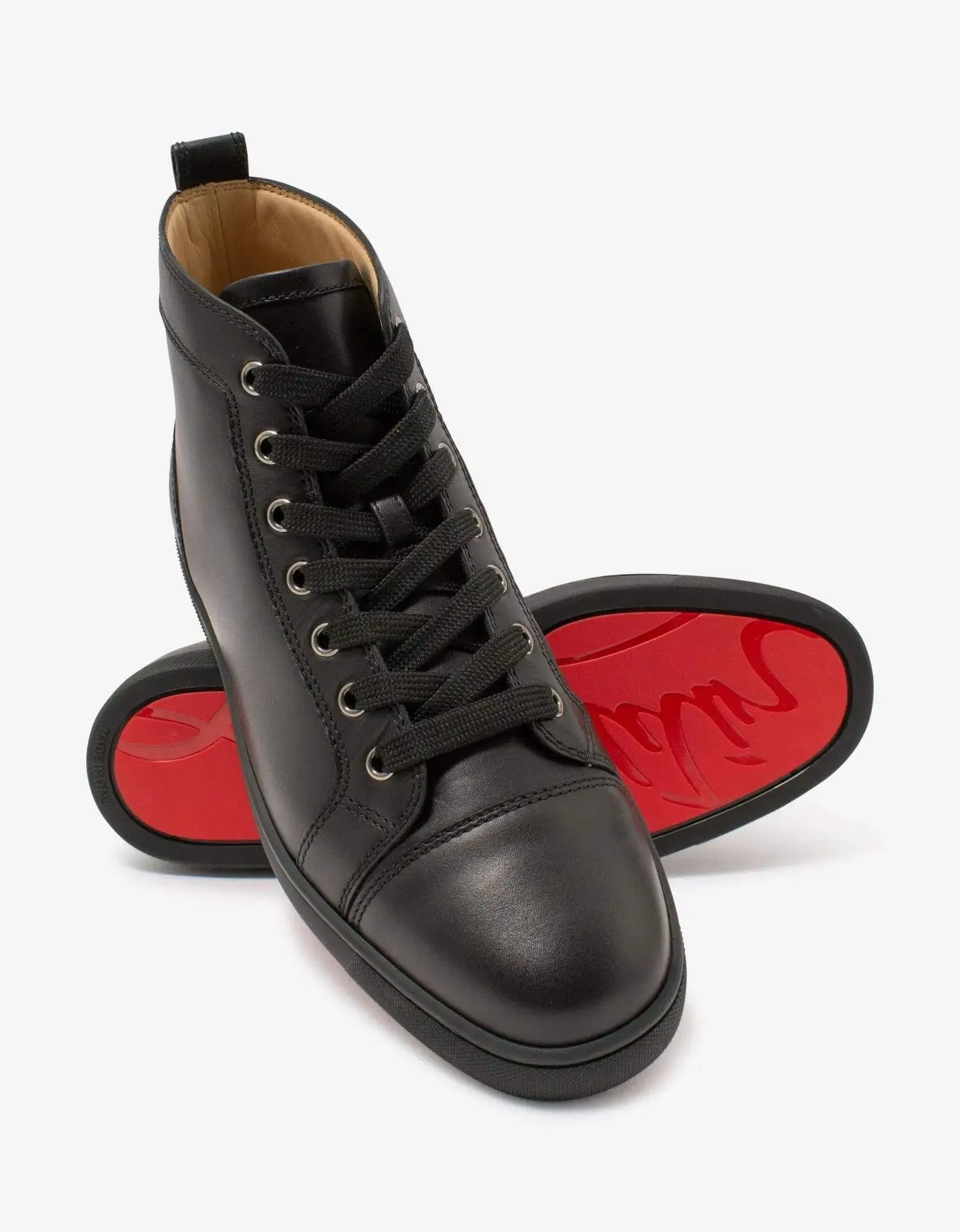 Christian Louboutin Louis Flat Calf Black High Top Trainers -