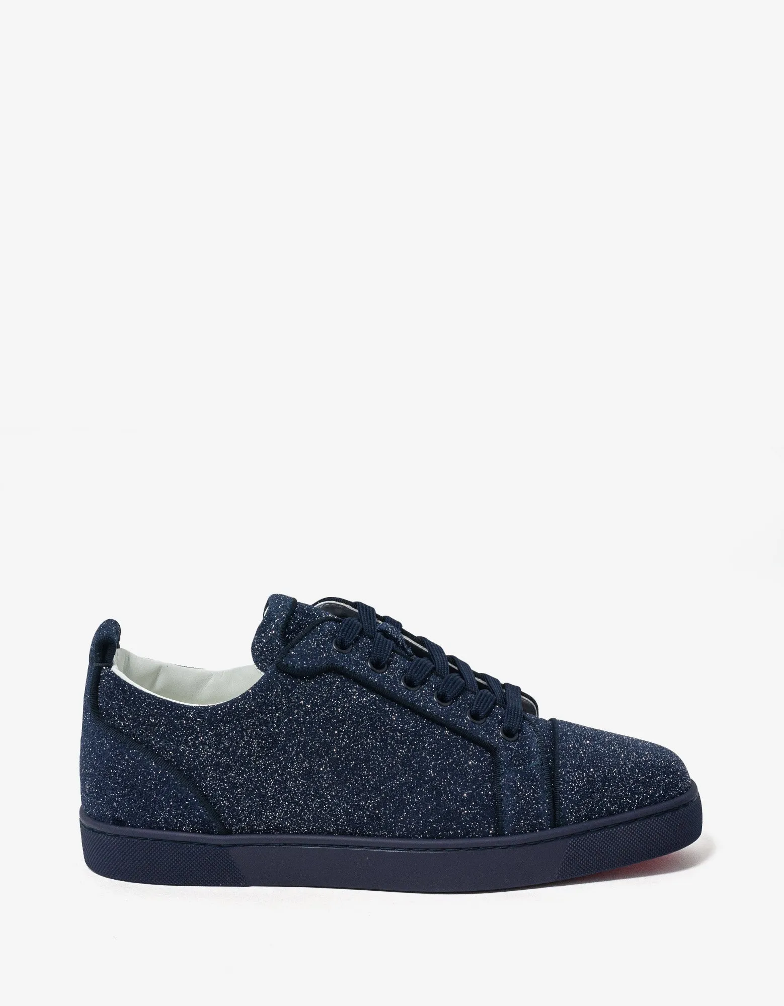 Christian Louboutin Louis Junior Orlato Blue Glittered Suede Trainers