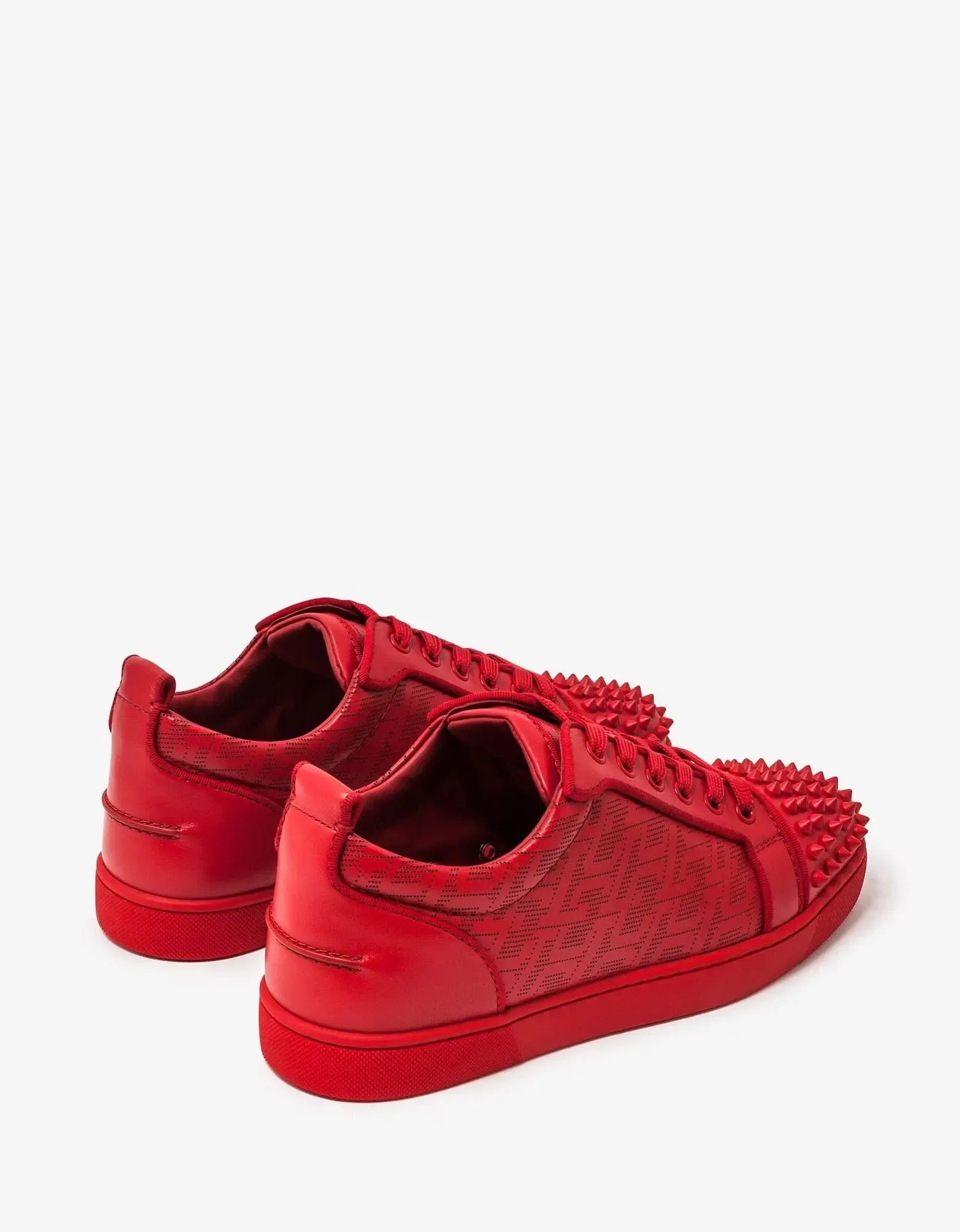 Christian Louboutin Louis Junior Spikes Techno CL Red Trainers -