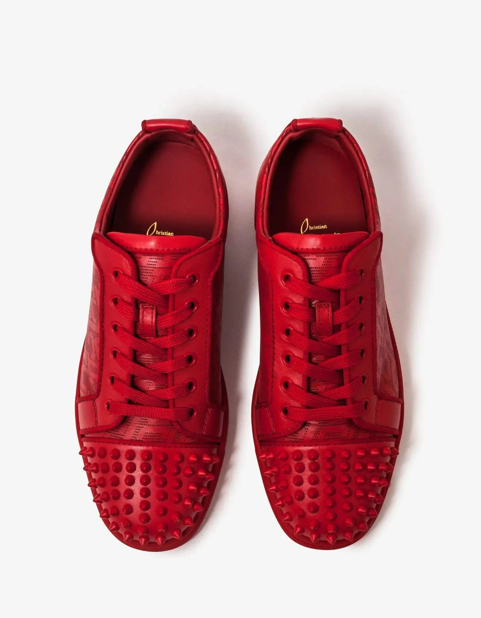 Christian Louboutin Louis Junior Spikes Techno CL Red Trainers -