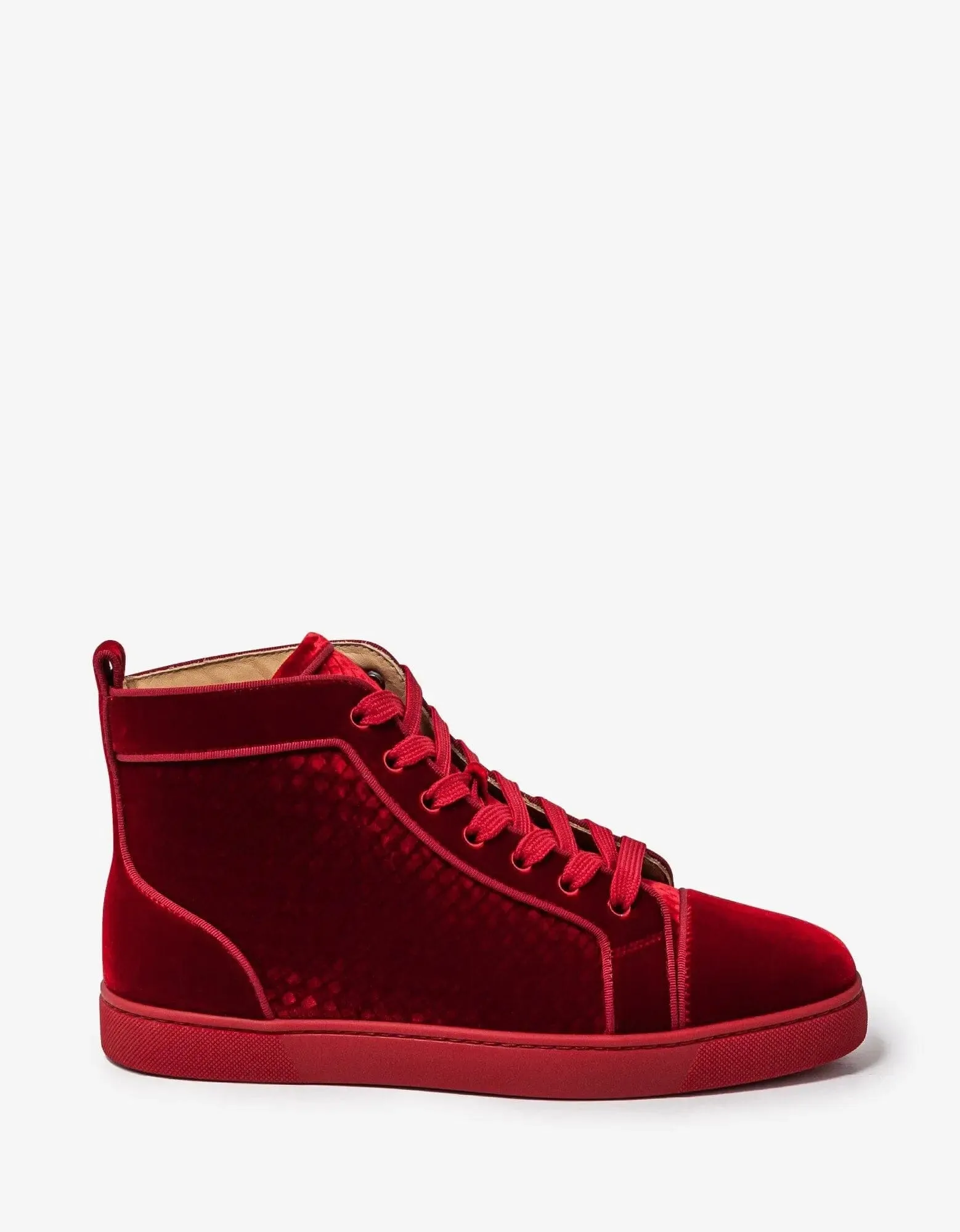 Christian Louboutin Louis Orlato Red Velvet High Top Trainers -