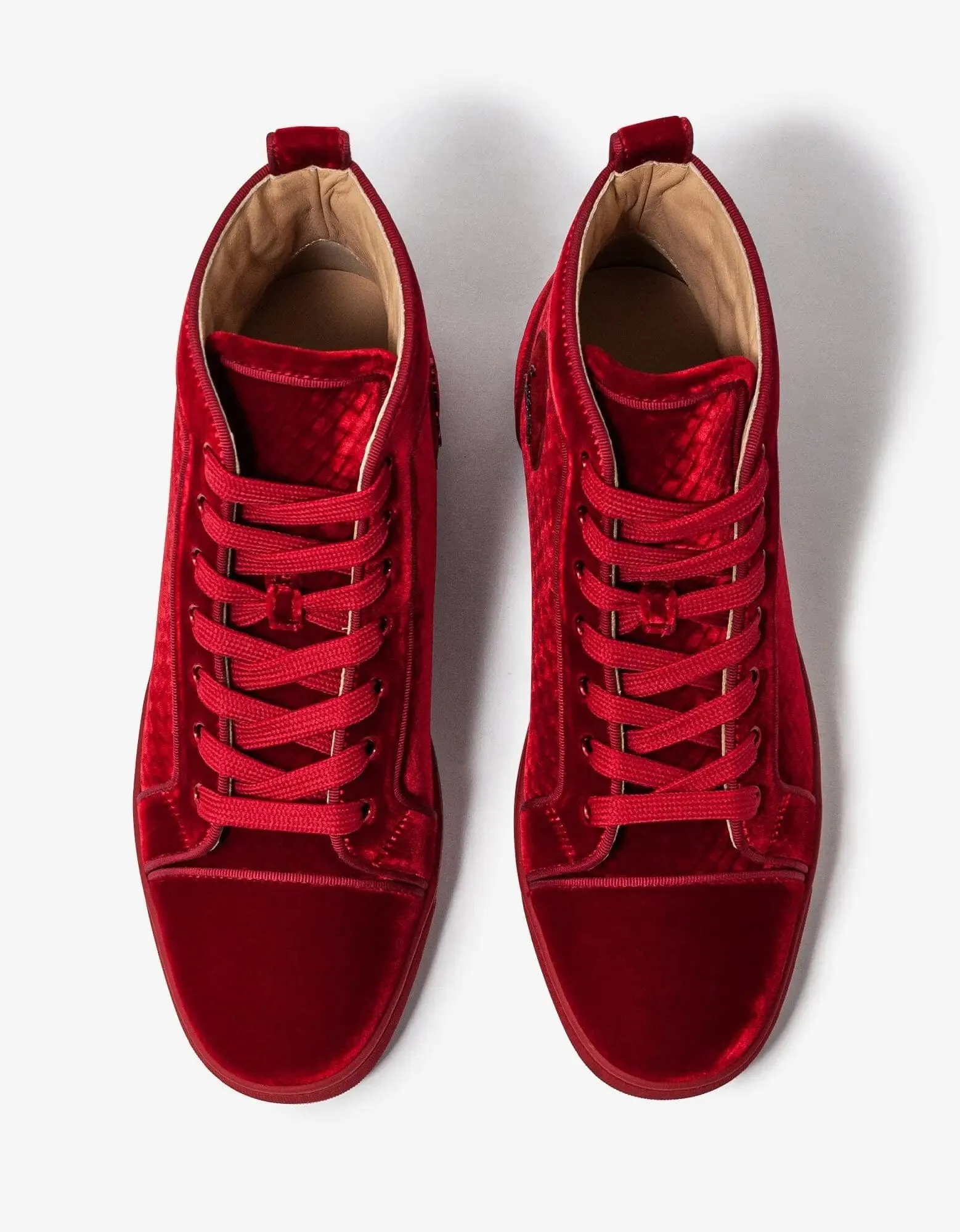 Christian Louboutin Louis Orlato Red Velvet High Top Trainers -