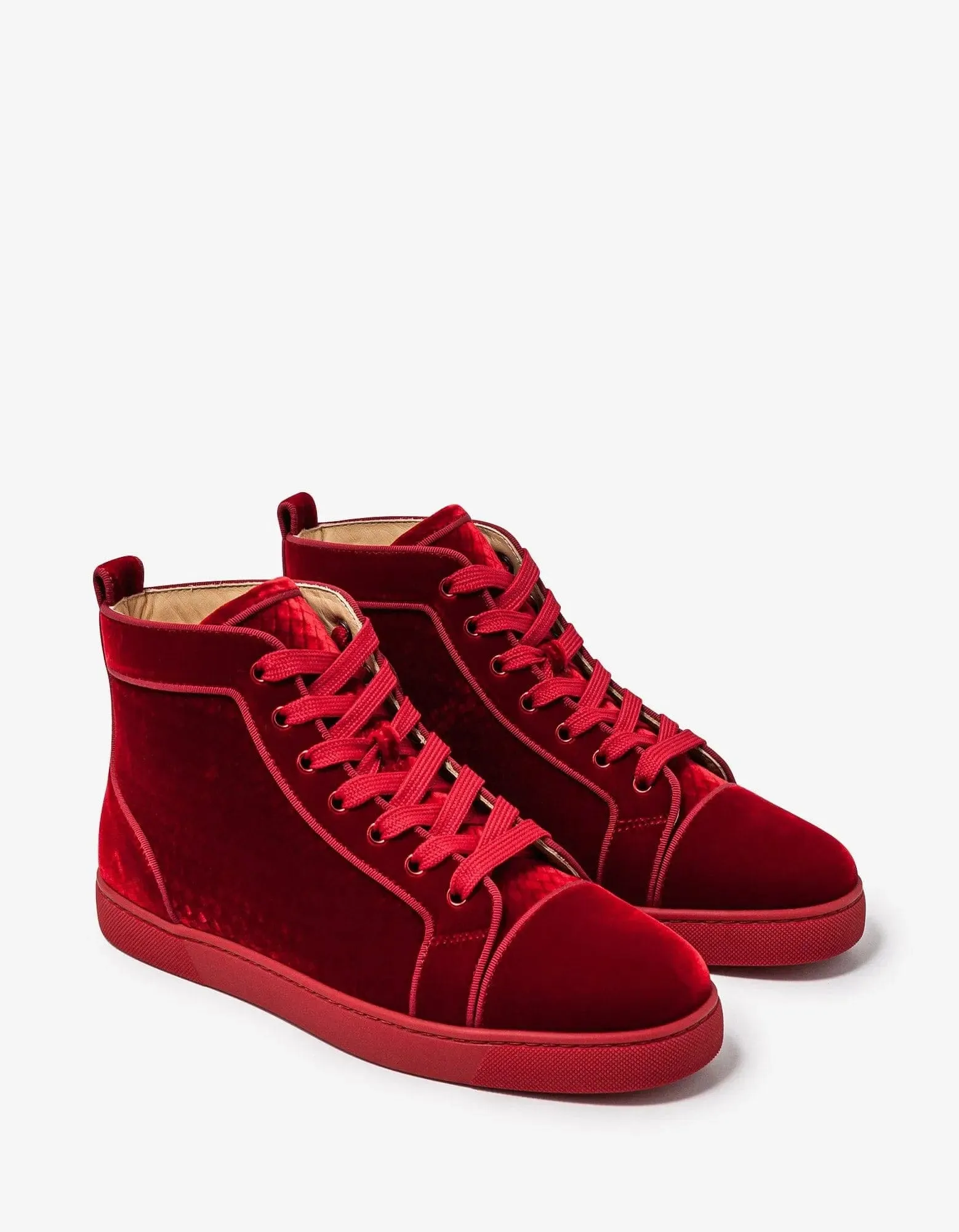 Christian Louboutin Louis Orlato Red Velvet High Top Trainers -