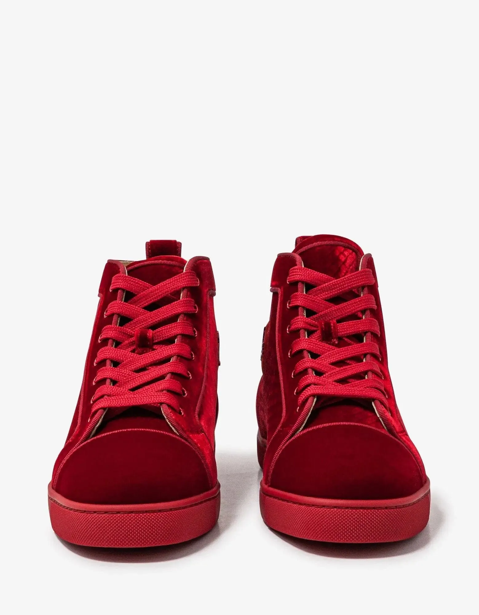 Christian Louboutin Louis Orlato Red Velvet High Top Trainers -