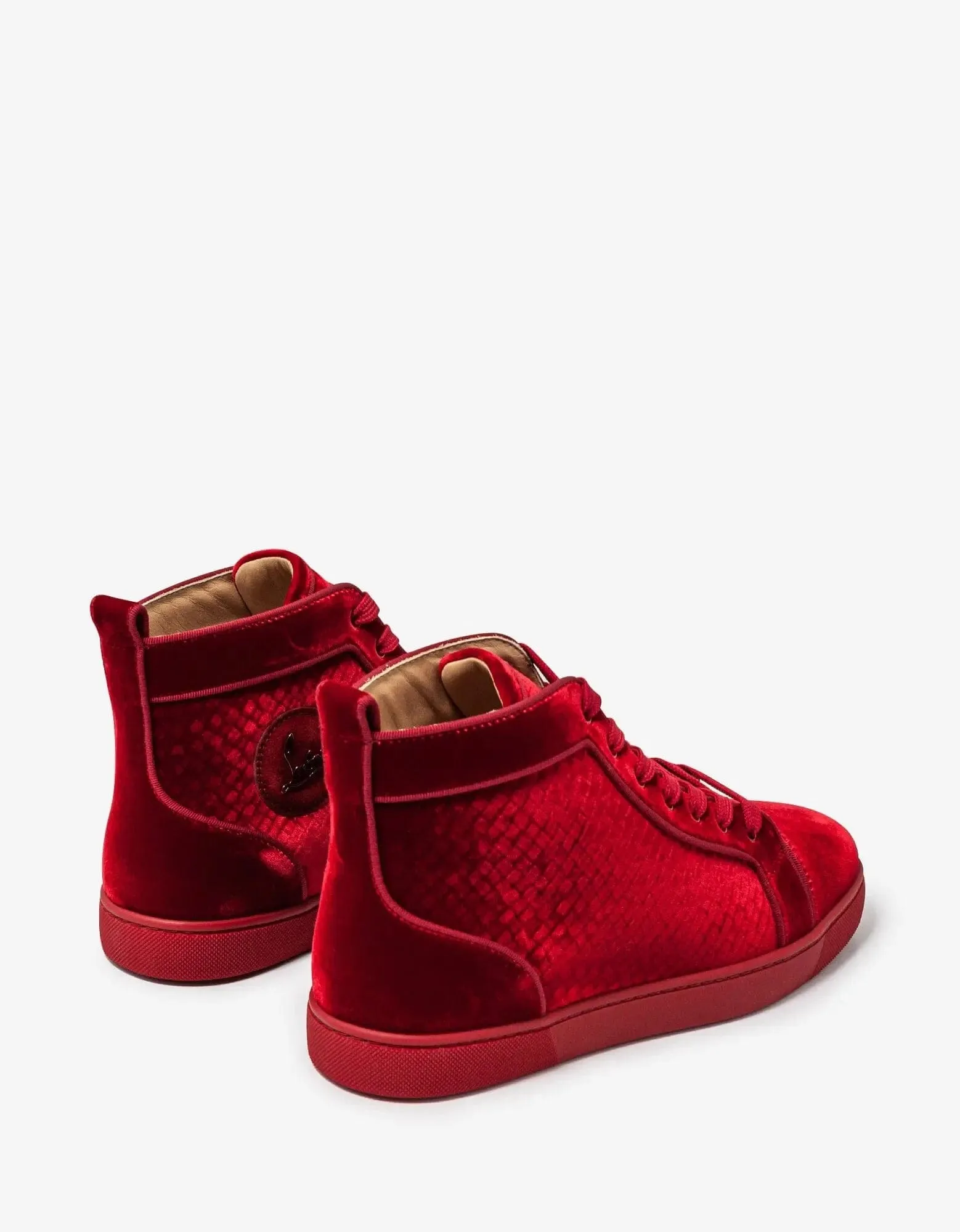 Christian Louboutin Louis Orlato Red Velvet High Top Trainers -