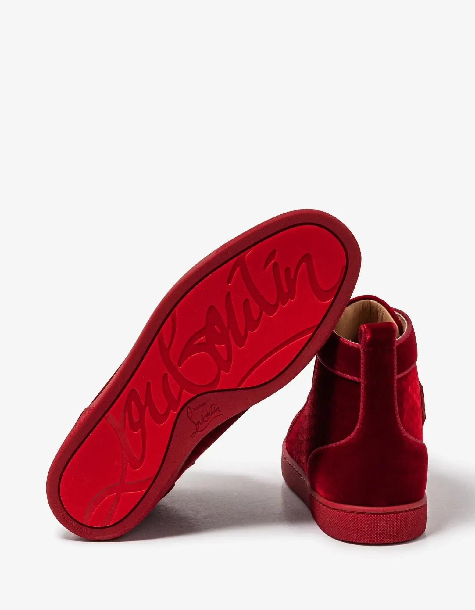 Christian Louboutin Louis Orlato Red Velvet High Top Trainers -