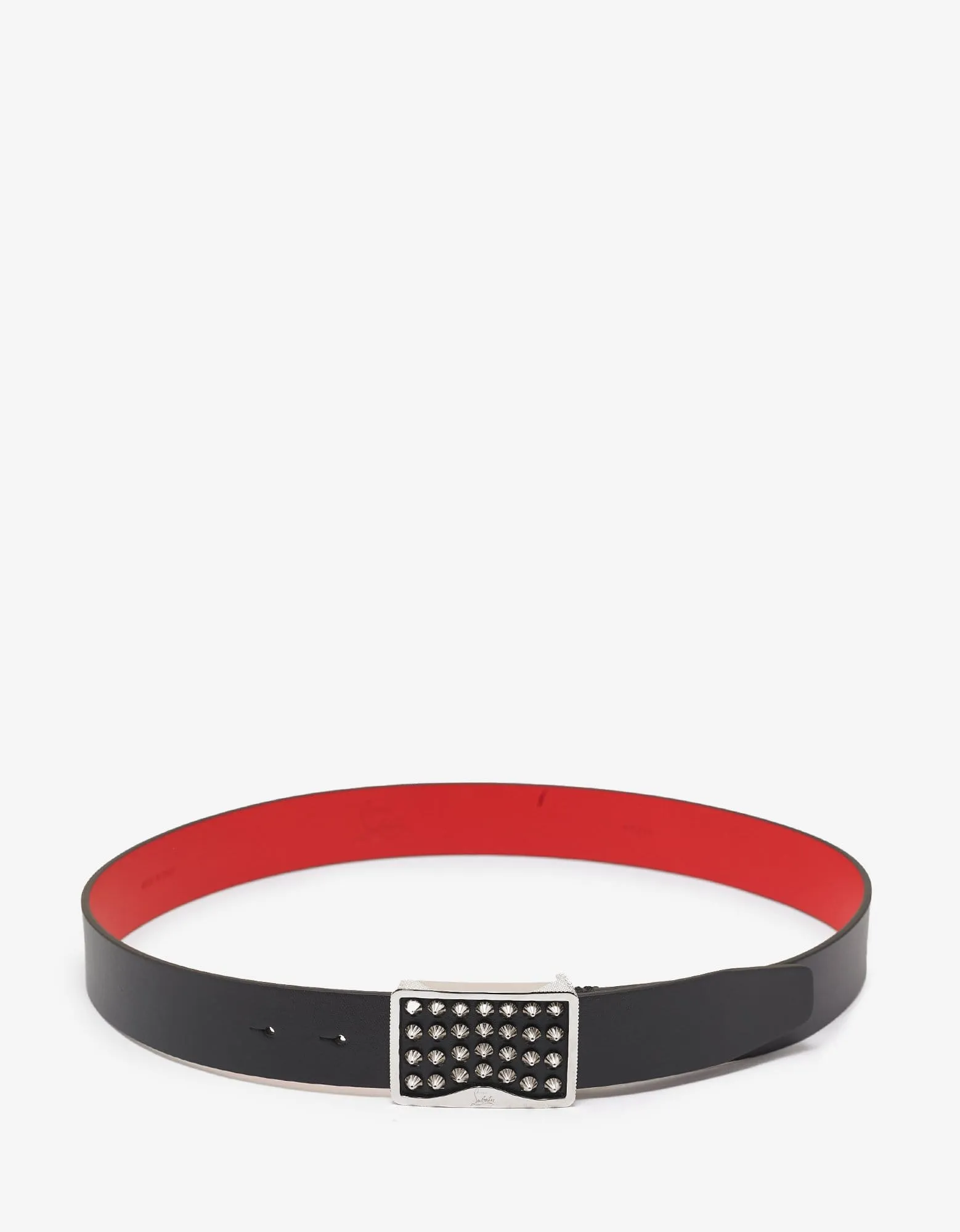 Christian Louboutin Louis Spikes Buckle Black Belt -