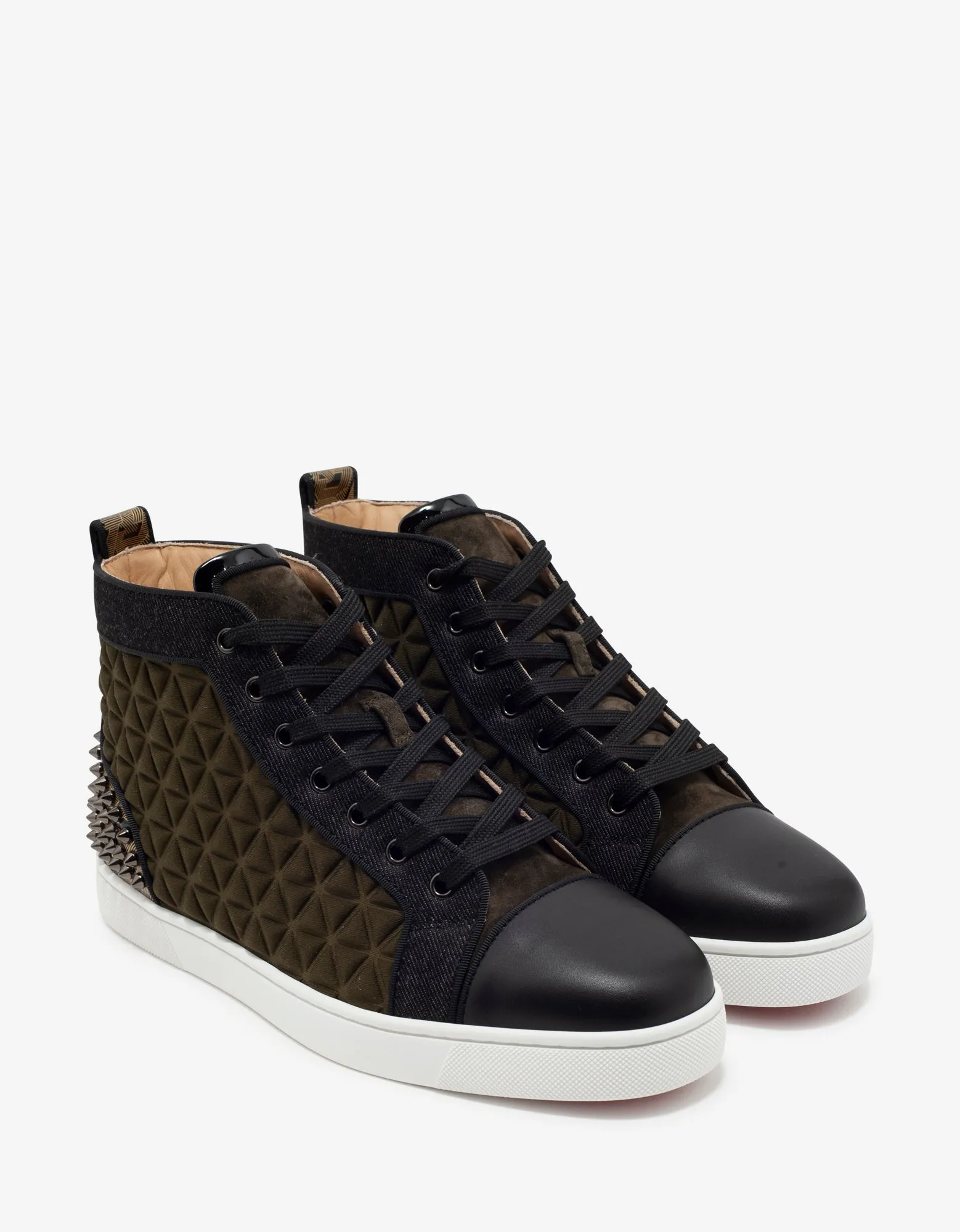 Christian Louboutin Louis Spikes III Waffle Neoprene High Top Trainers