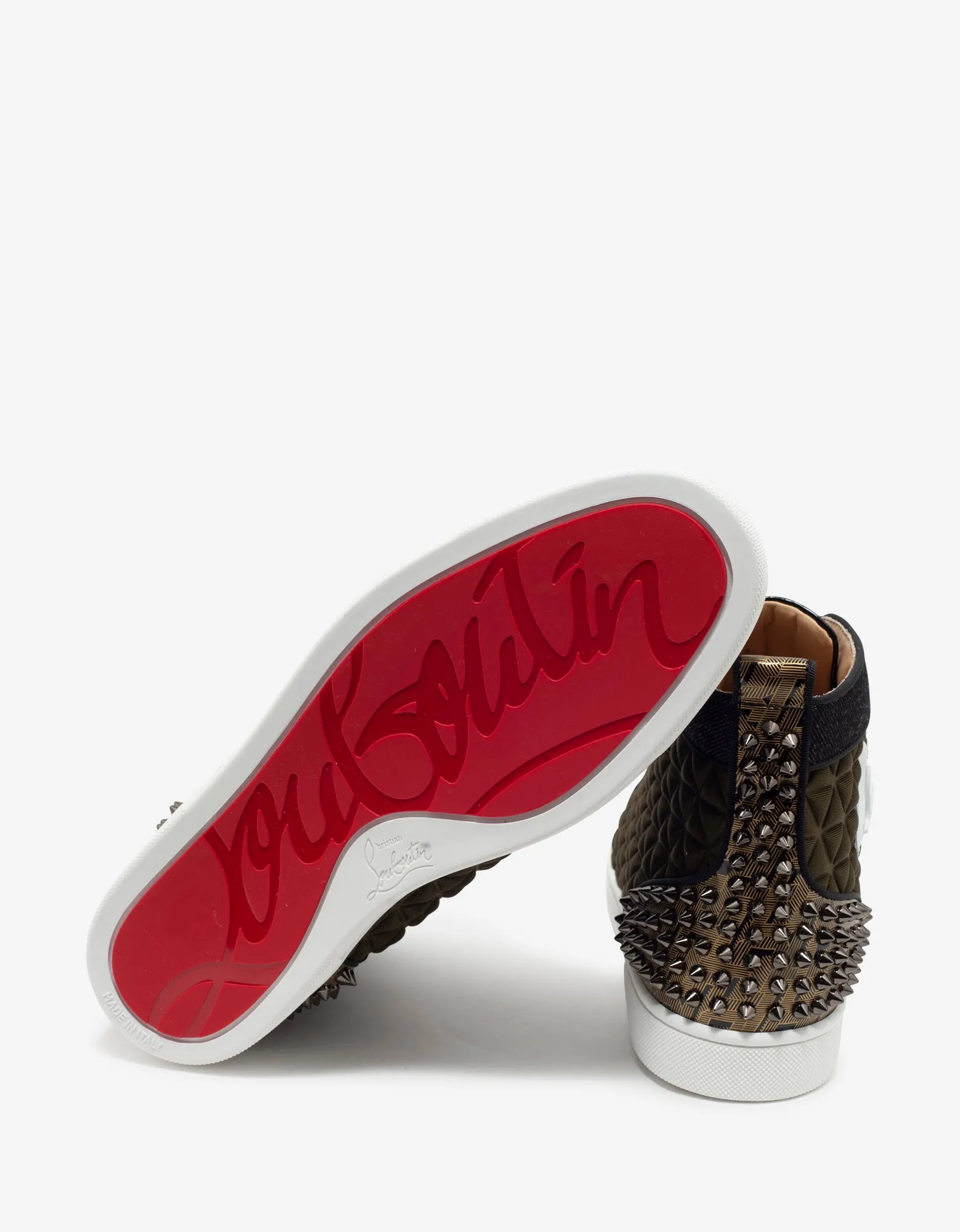 Christian Louboutin Louis Spikes III Waffle Neoprene High Top Trainers