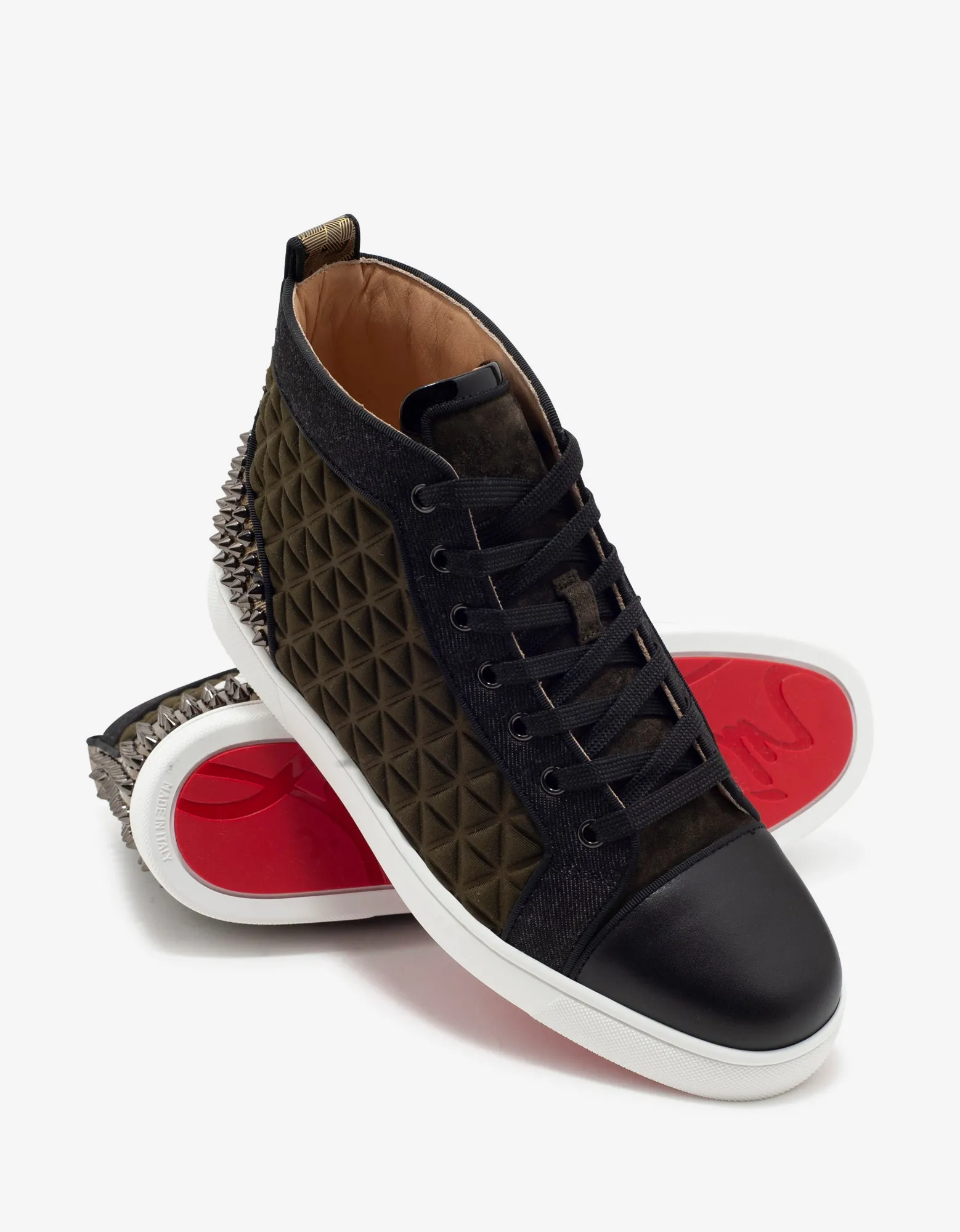 Christian Louboutin Louis Spikes III Waffle Neoprene High Top Trainers