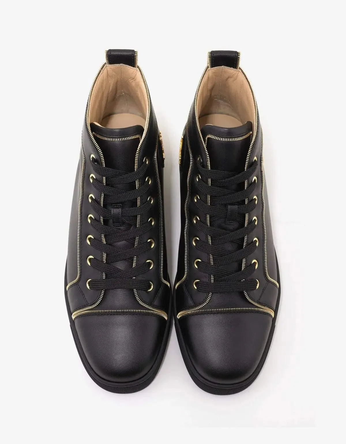 Christian Louboutin Louis Z Flat Black Leather High Top Trainers