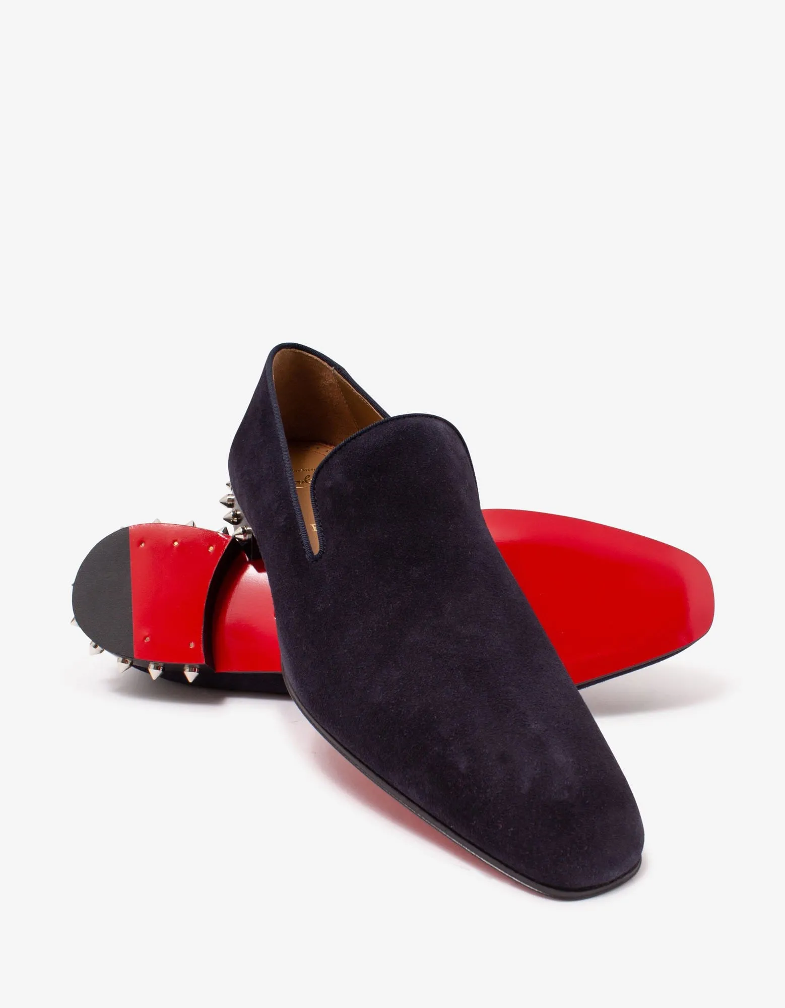 Christian Louboutin Marquees Ocean Blue Suede Leather Loafers