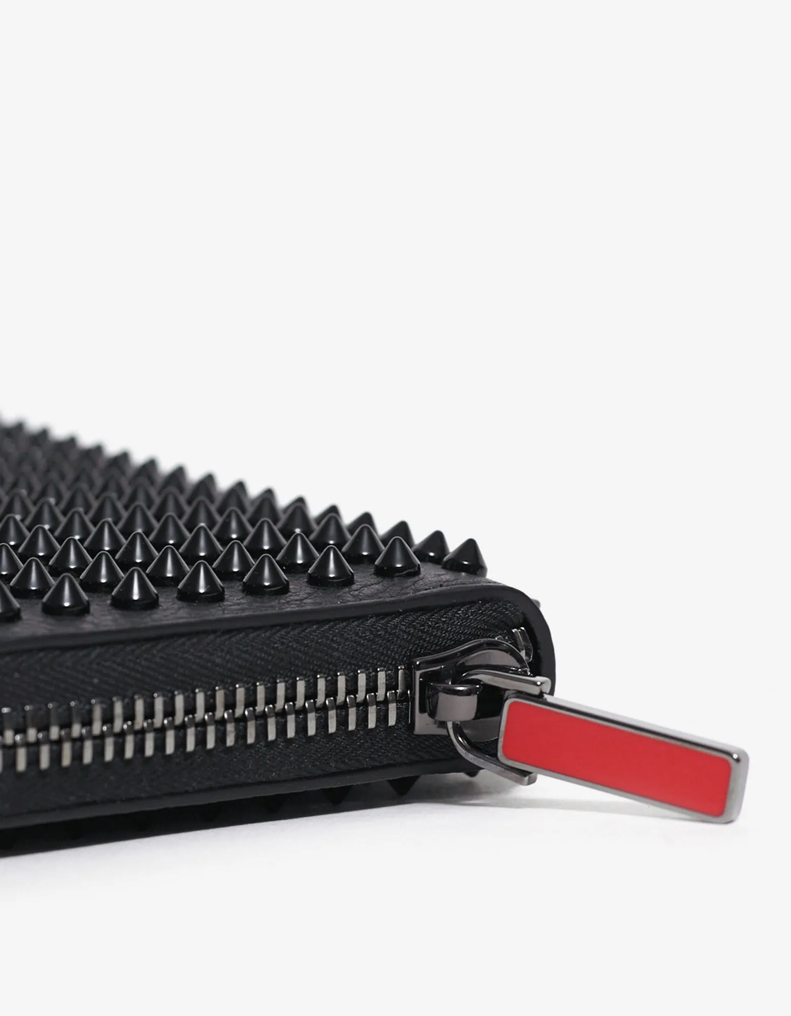 Christian Louboutin Panettone Black Grain Leather Spikes Wallet