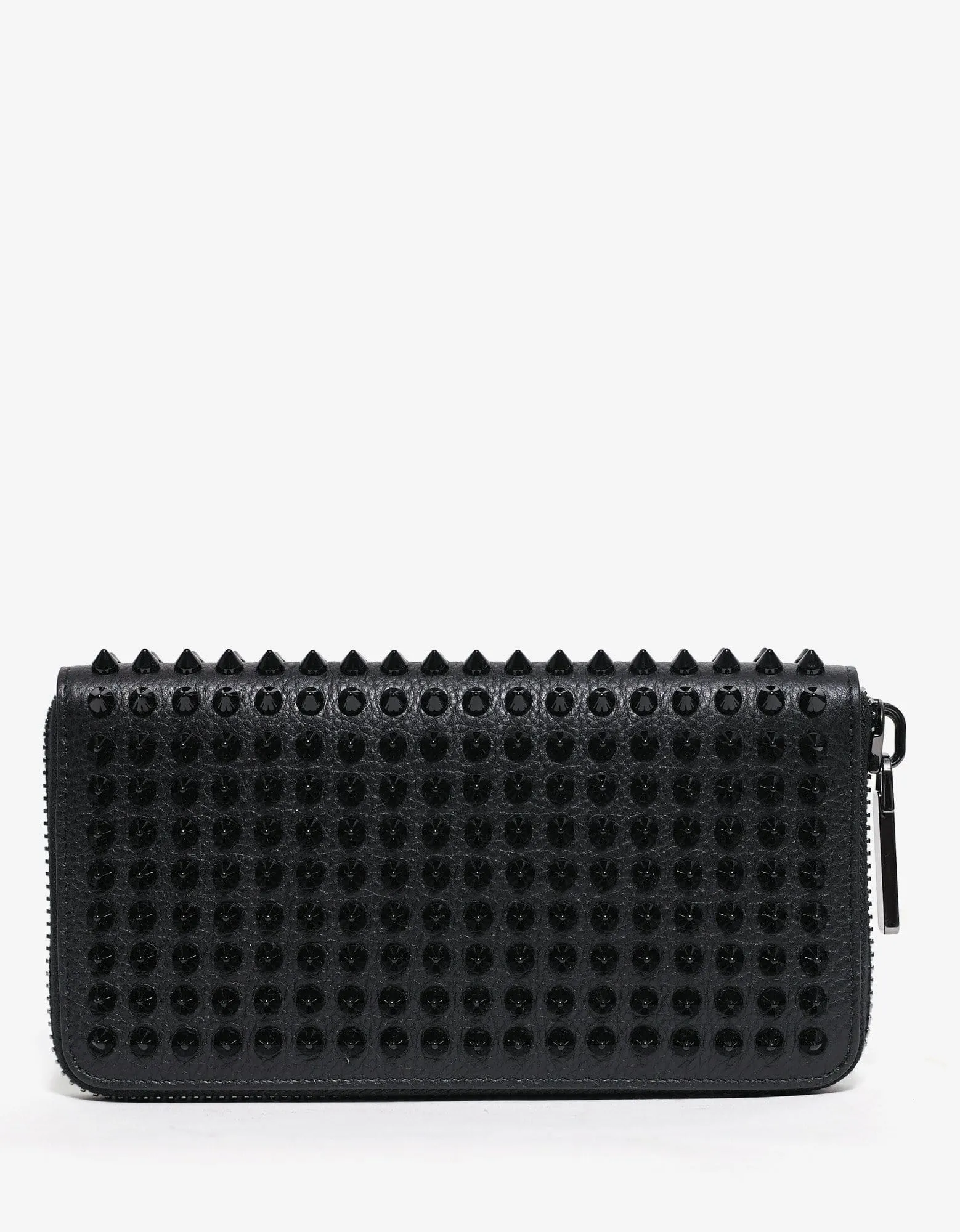 Christian Louboutin Panettone Black Grain Leather Spikes Wallet