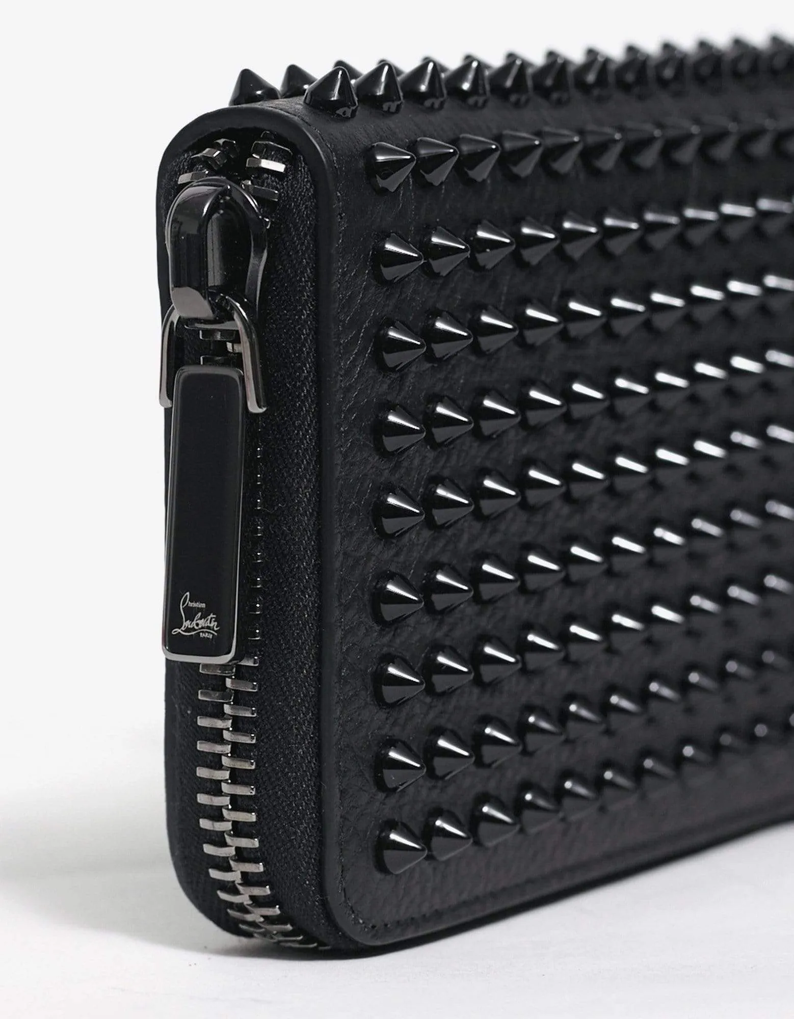 Christian Louboutin Panettone Black Grain Leather Spikes Wallet