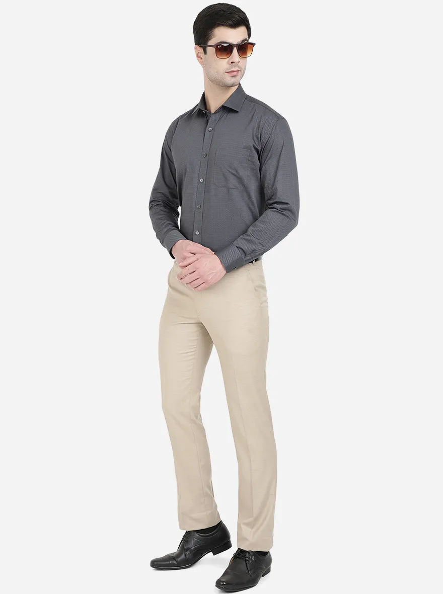 Dark Grey Dobby Regular Fit Formal Shirt | JadeBlue