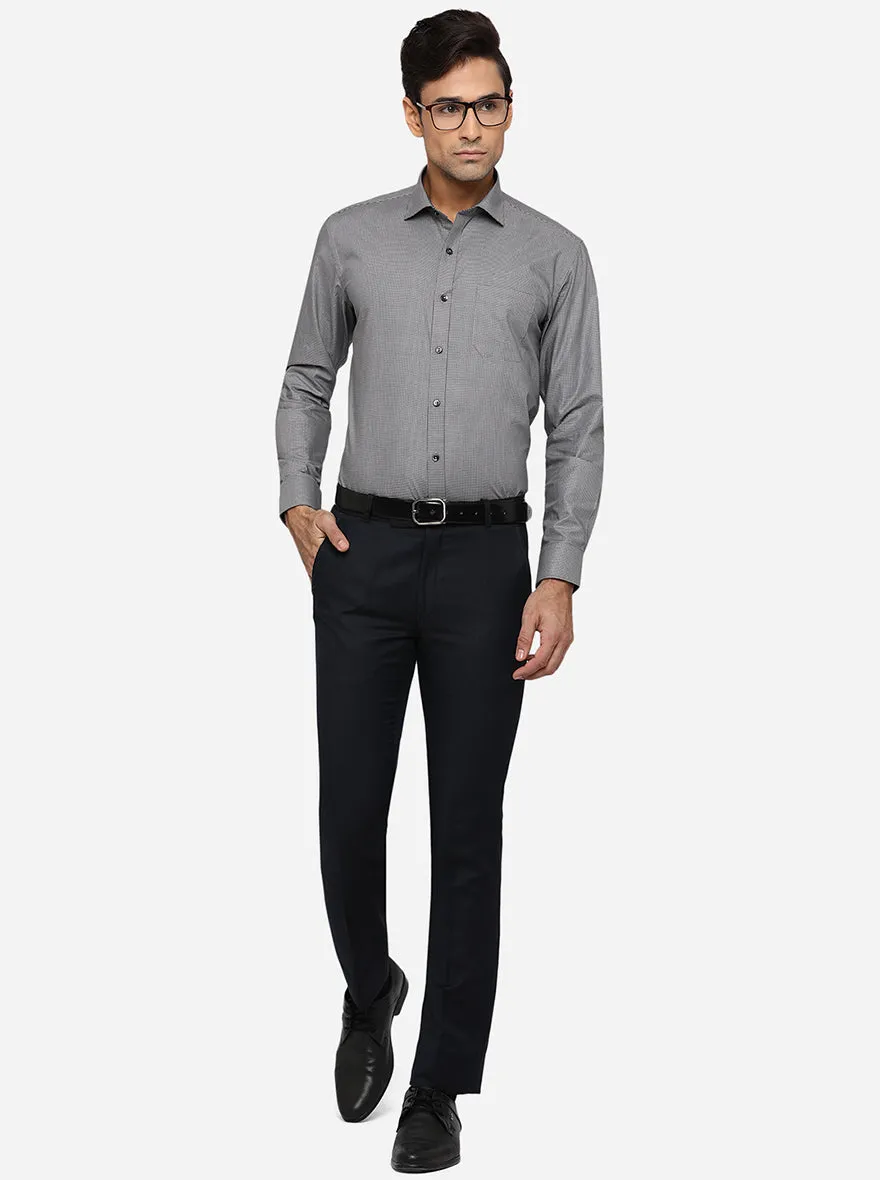 Dark Grey Solid Regular Fit Formal Shirt | Greenfibre