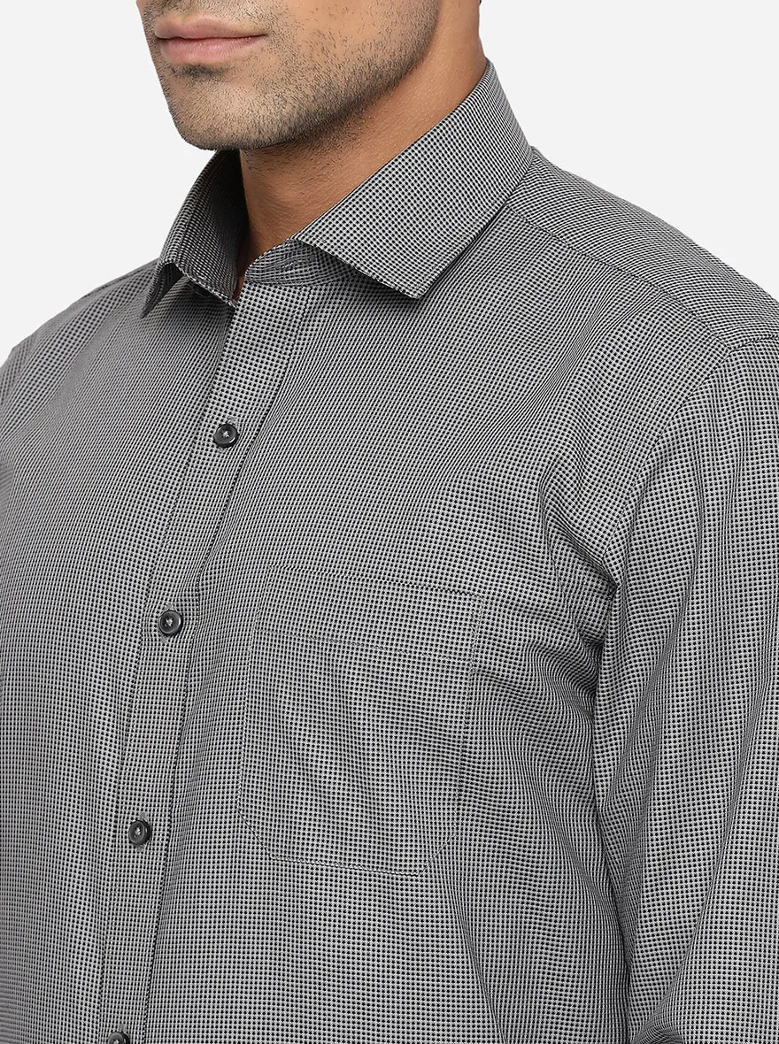 Dark Grey Solid Regular Fit Formal Shirt | Greenfibre