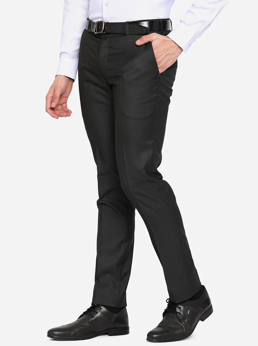 Dark Grey Solid Super Slim Fit Formal Trouser | Greenfibre