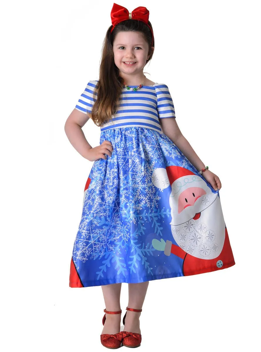 Deluxe Girls Blue Winter Christmas Dress